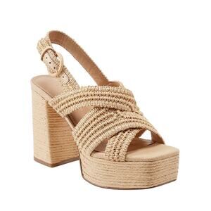 Marc Fisher 'Caddy' Beige Synthetic Espadrille Platform Sandals Size 7